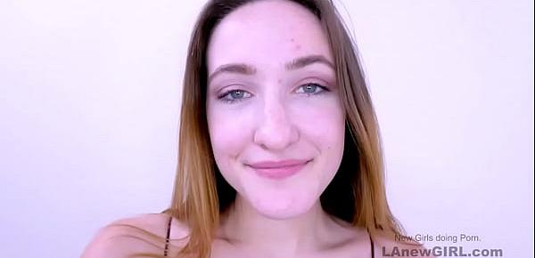  New shy 19yo Teen gets hard fucked by big cock at Audition POV